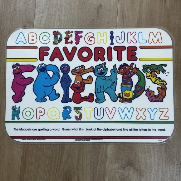 Sesame Street Child Placemat Jim Henson *1994* Double Sided Vintage Elmo - Picture 1 of 6